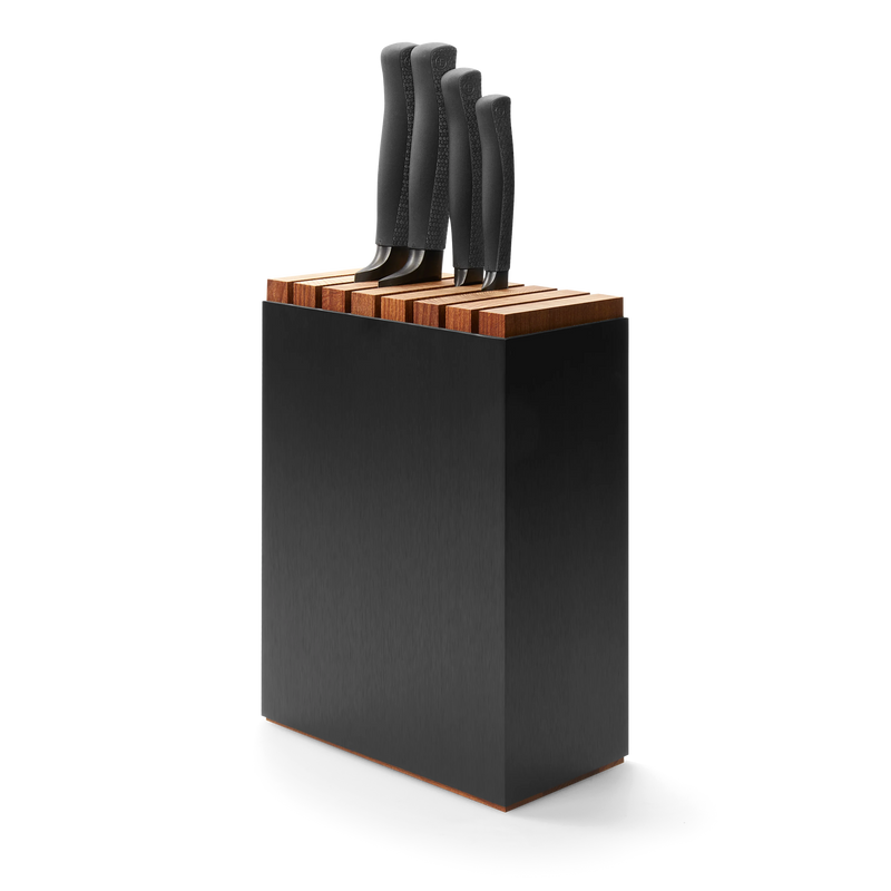 Wusthof Performer 5 Pc. Knife Block Set, Black Aluminum w/Wood Insert