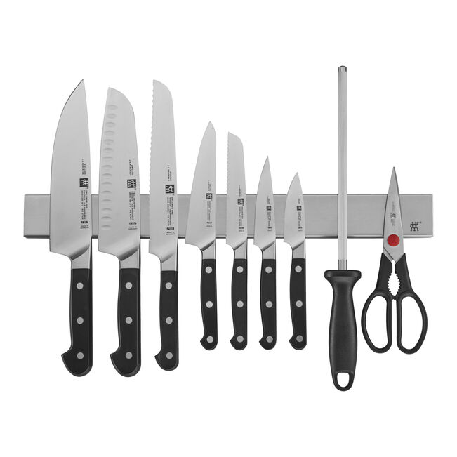 Henckels Zwilling Pro - 10 Pc. Knife Set w/17.5" Stainless Magnetic Knife Bar