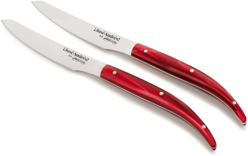 Arcos José Andrés Series - 2 Pc. Steak Knife Set, Red Pearly Marbled Handle