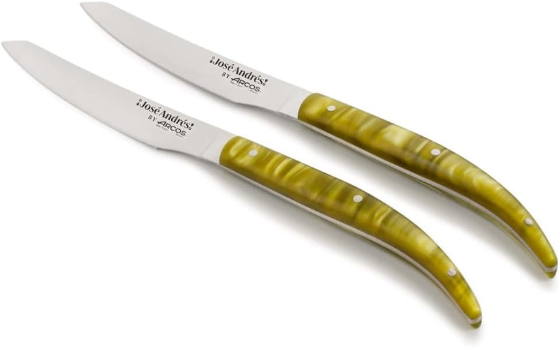 Arcos José Andrés Series - 2 Pc. Steak Knife Set, Green Pearly Marbled Handle