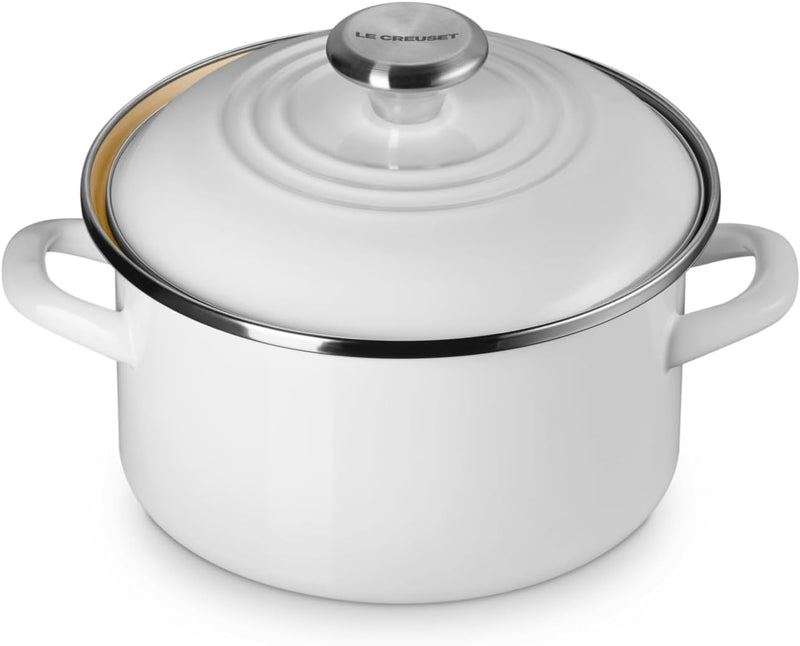 Le Creuset 3.8 Qt. Traditional Petite Stockpot w/SS Knob - White