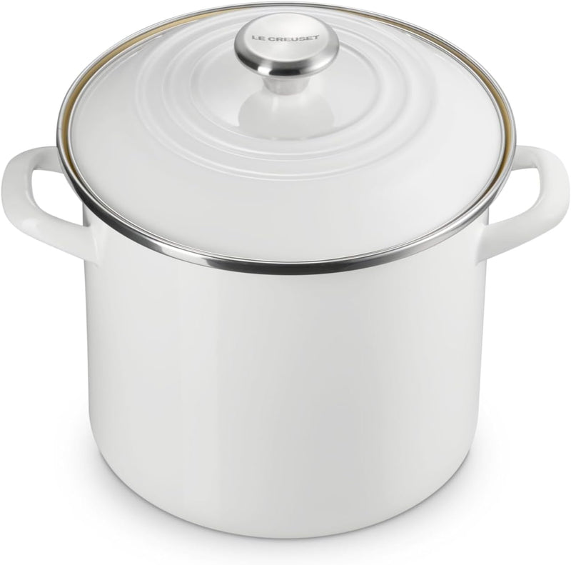 Le Creuset 8 Qt. Traditional Stockpot w/SS Knob - White
