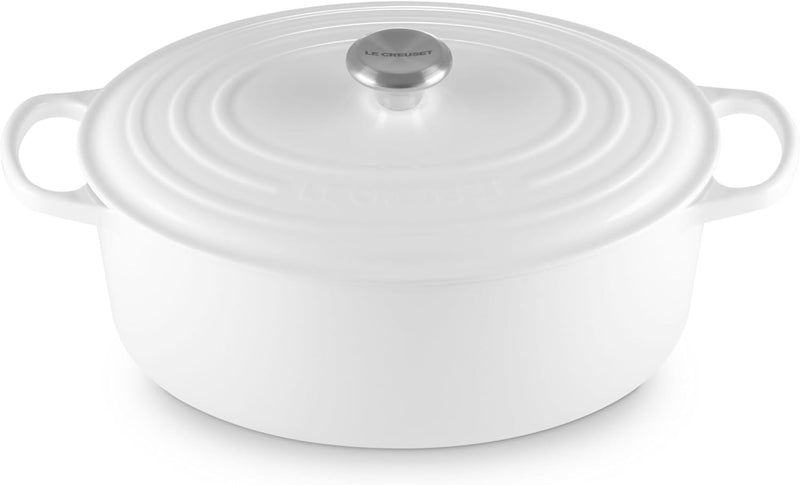 Le Creuset 8 Qt. Signature Oval Dutch Oven w/Stainless Steel Knob - White