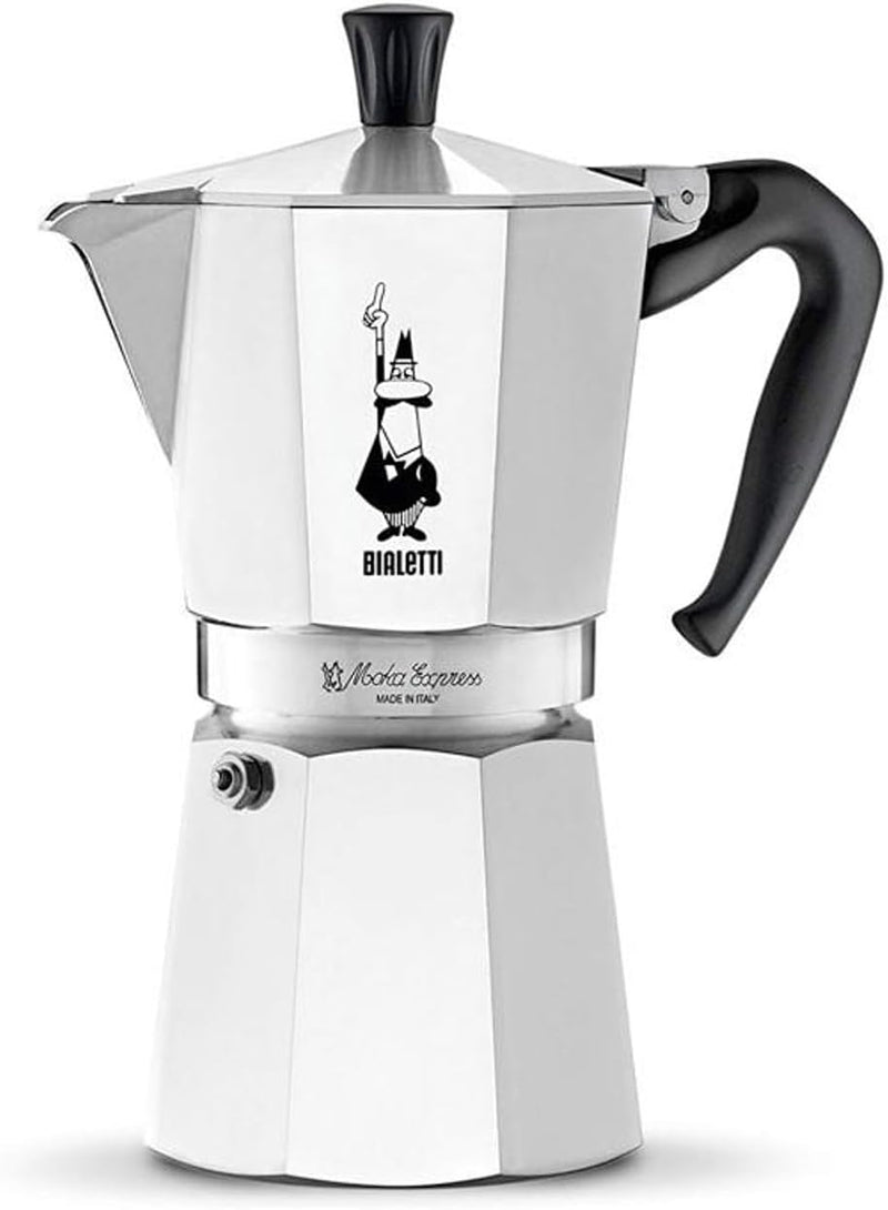 Bialetti Moka Express Stovetop Espresso Maker 9 Cups - Silver