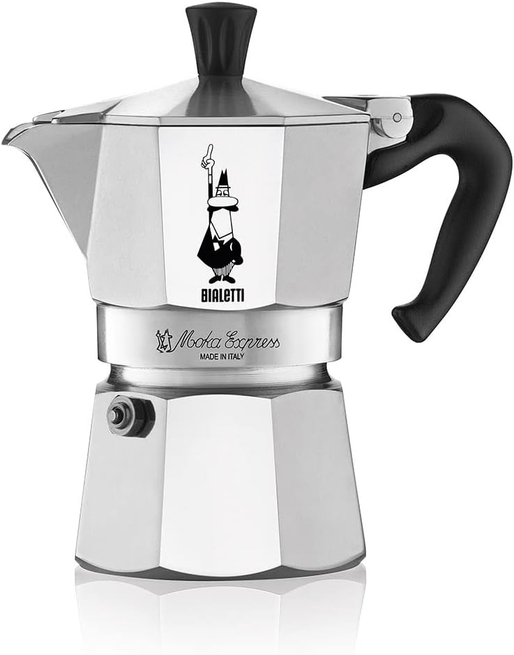 Bialetti Moka Express Stovetop Espresso Maker 3 Cups - Silver