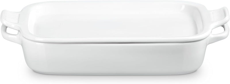 Le Creuset 3 Qt. Shallow Rectangular Dish w/Platter Lid - White