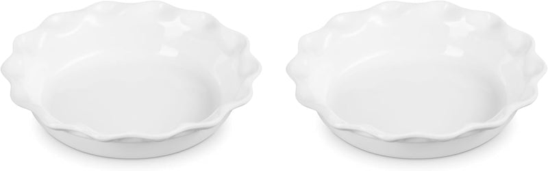 Le Creuset Set of 2 - 9" Heritage Fluted Pie Dish - White