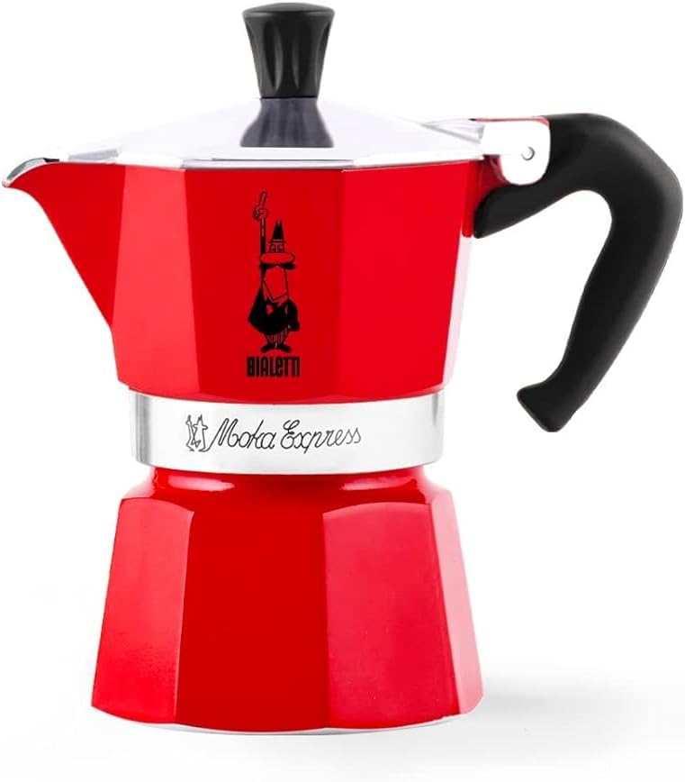 Bialetti Moka Express Stovetop Espresso Maker 3 Cups - Red