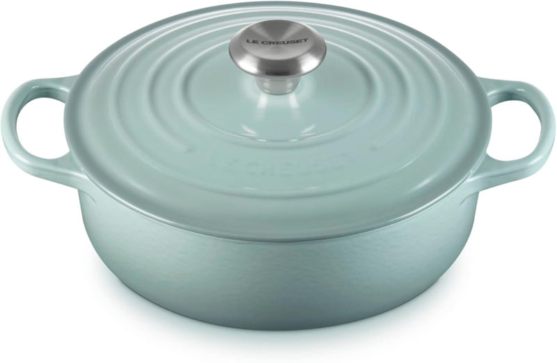 Le Creuset 3 1/2 Qt. Signature Round Wide Dutch Oven w/Stainless Steel Knob - Sea Salt