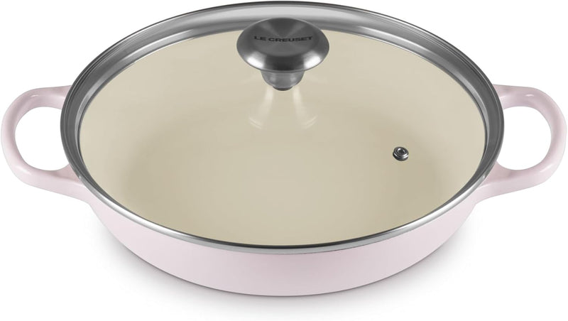 Le Creuset 2 1/4 Qt. Enameled Cast Iron Signature Round Braiser w/Glass Lid & Stainless Steel Knob - Shallot