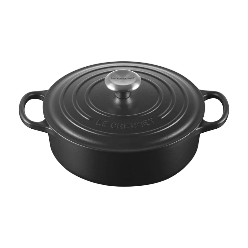 Le Creuset 3 1/2 Qt. Signature Round Wide Dutch Oven w/Stainless Steel Knob - Licorice