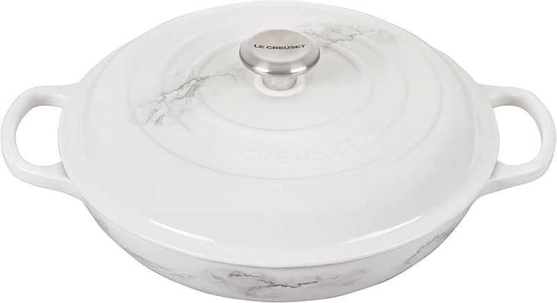 Le Creuset 3 1/2 Qt. Signature Braiser w/Stainless Steel Knob - Marble- Personalized Engraving Available