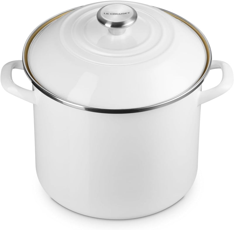 Le Creuset 10 Qt. Traditional Stockpot w/SS Knob - White
