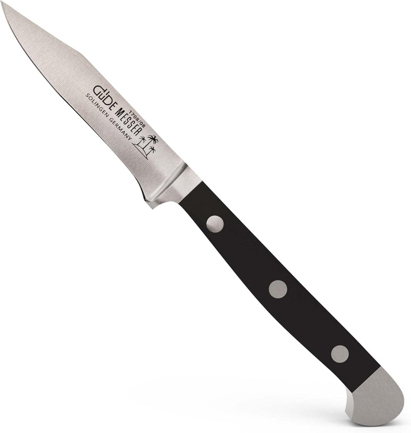 Güde Alpha Series - 3" Forged Double Bolster Paring Knife, Black Hostaform Handle