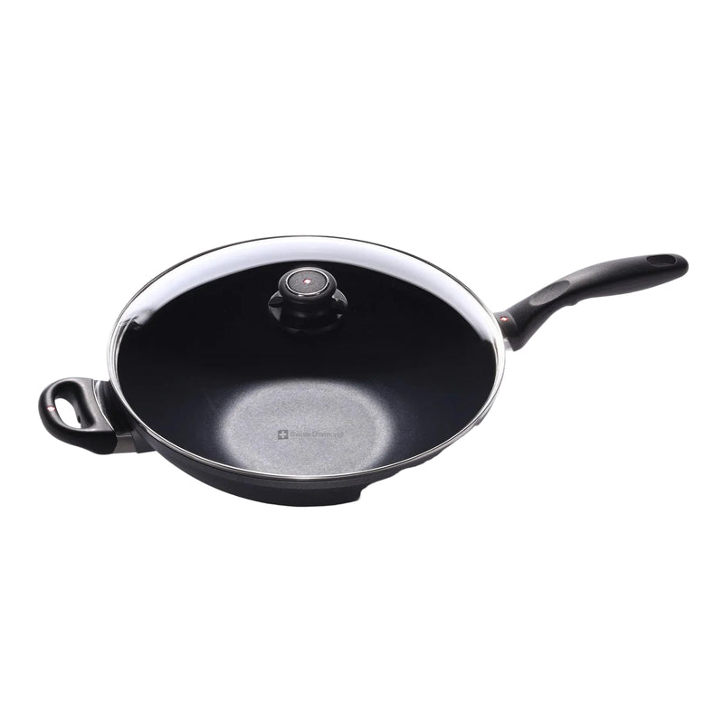 Swiss Diamond - 11.8" HD Nonstick Induction Wok w/Rack & Glass Lid