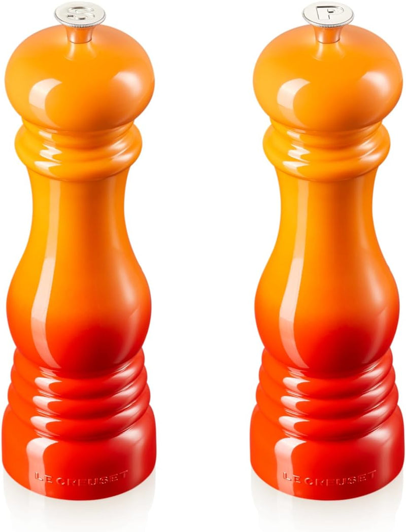 Le Creuset 8" x 2 1/2" Salt and Pepper Mill Set - Flame