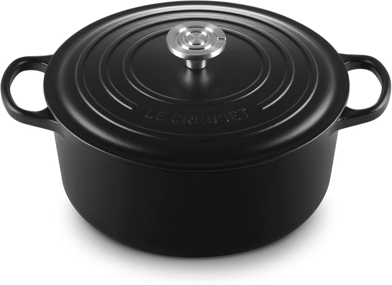 Le Creuset 7 1/4 Qt. Enameled Cast Iron Signature Round Dutch Oven w/Crucible SS Knob - Licorice