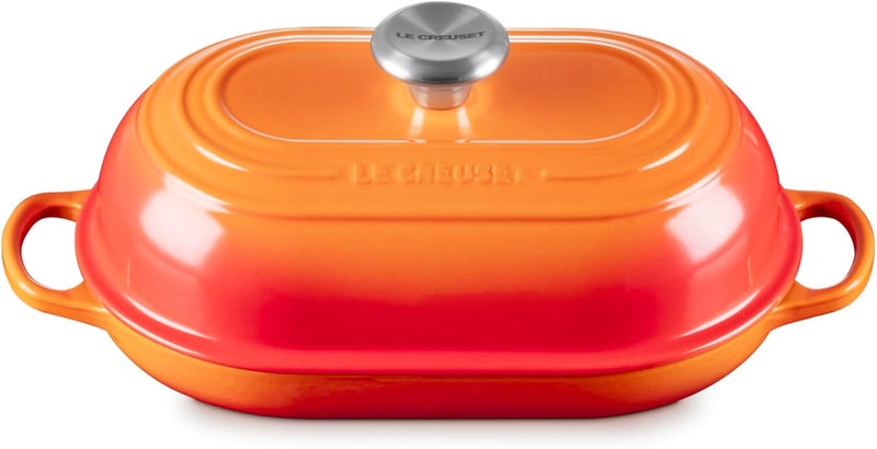 Le Creuset 11 1/2" / 1.5 Qt. Signature Enameled Cast Iron Oval Bread Oven - Flame