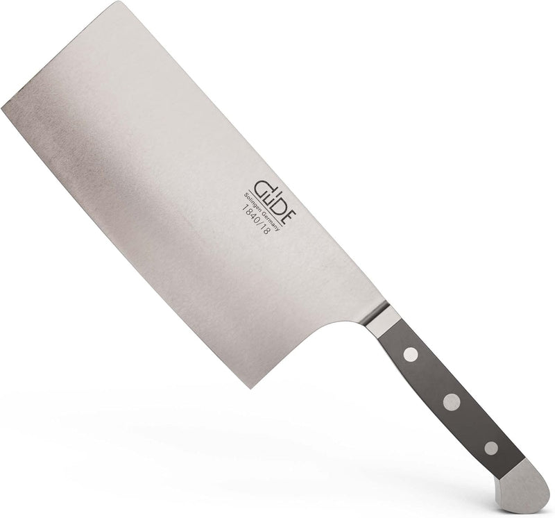 Güde Alpha Series - 7" / 10.5 oz. Forged Double Bolster Cleaver, Black Hostaform Handle
