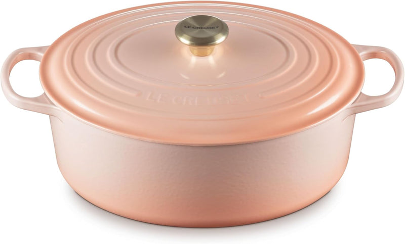 Le Creuset 8 Qt. Signature Oval Dutch Oven w/Light Gold Knob - Peche