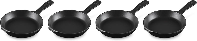 Le Creuset Set of 4 - 1/3 Qt. Mini Skillet - Gourmand Collection - Matte Black