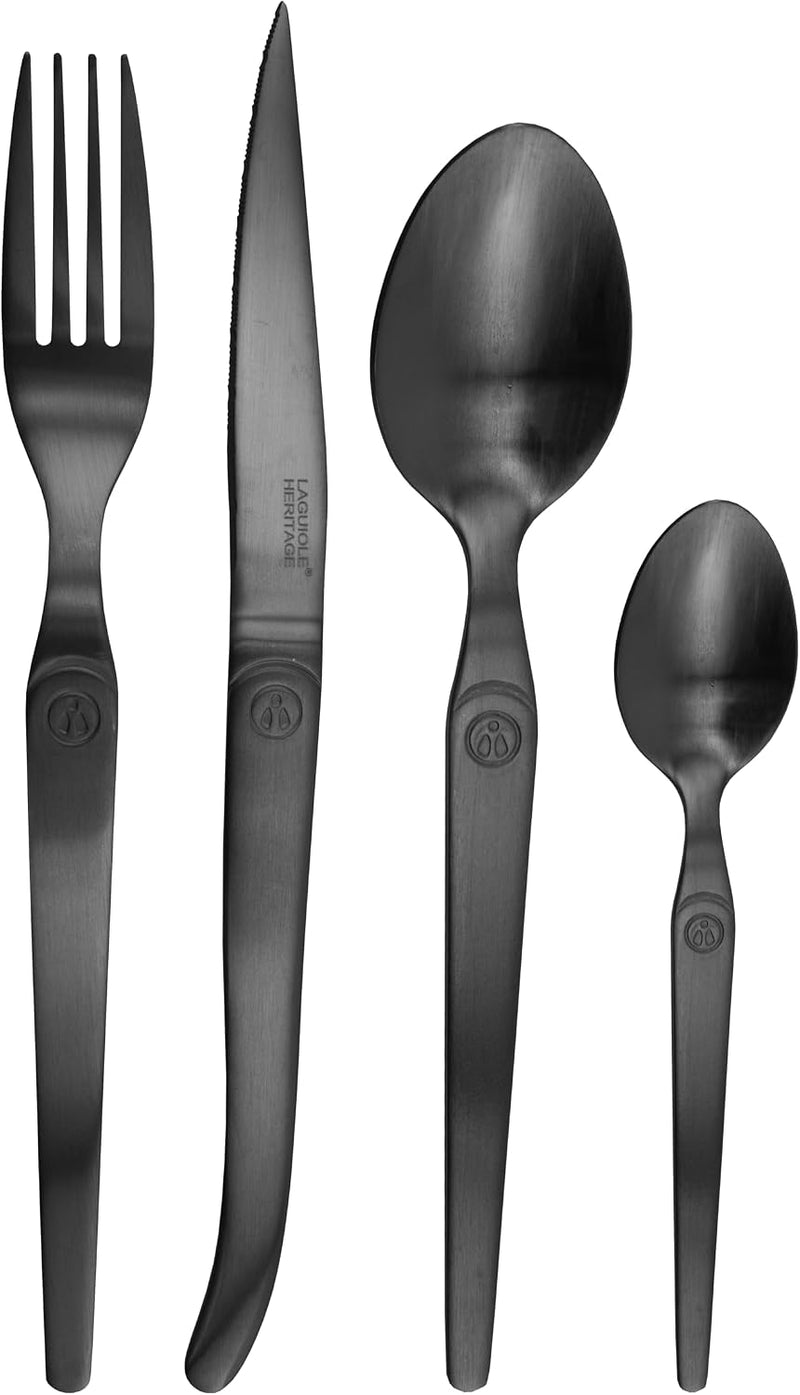 TB Laguiole Intuition 16 Pc. Flatware Set - Matte Black
