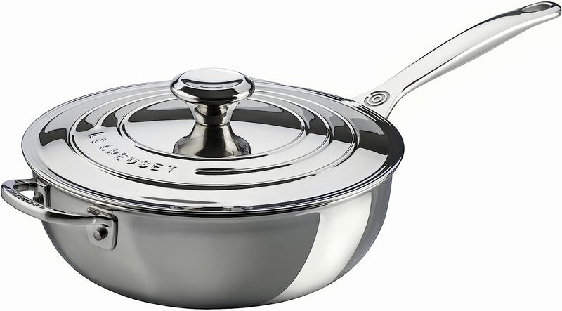 Le Creuset 3 1/2 Qt. Saucier Pan w/Lid & Helper Handle - Stainless Steel