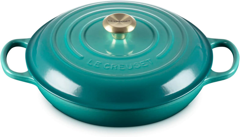 Le Creuset 3 1/2 Qt. Signature Braiser w/Light Gold Knob - Riviera
