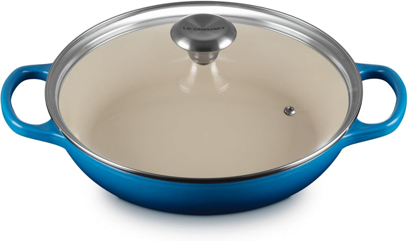 Le Creuset 2 1/4 Qt. Enameled Cast Iron Signature Round Braiser w/Glass Lid & Stainless Steel Knob - Marseille
