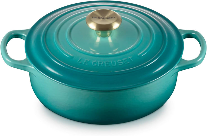 Le Creuset 3 1/2 Qt. Signature Round Wide Dutch Oven w/Light Gold Knob - Riviera