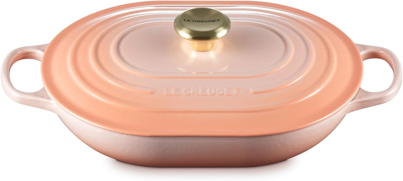 Le Creuset 3 3/4 Qt. Signature Oval Casserole w/Light Gold Knob - Peche