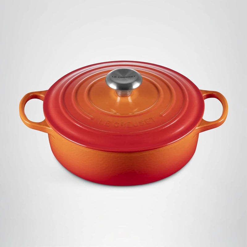 Le Creuset 3 1/2 Qt. Signature Round Wide Dutch Oven w/Stainless Steel Knob - Flame