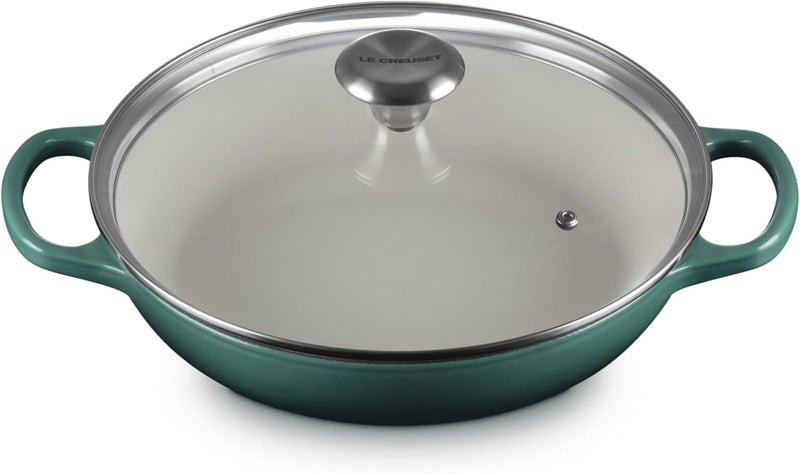 Le Creuset 2 1/4 Qt. Enameled Cast Iron Signature Round Braiser w/Glass Lid & Stainless Steel Knob - Artichaut