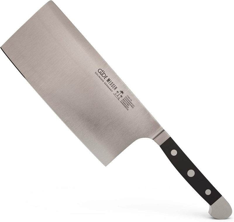 Güde Alpha Series - 7" / 14.1 oz. Forged Double Bolster Cleaver, Black Hostaform Handle