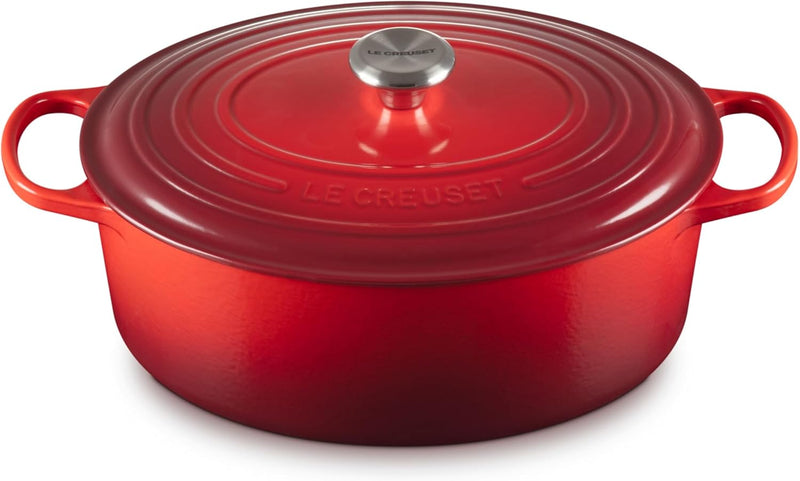 Le Creuset 8 Qt. Signature Oval Dutch Oven w/Stainless Steel Knob - Cerise