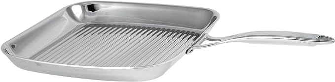 Cristel Castel'Pro - 12" x 12" Stainless Steel Square Grill Pan