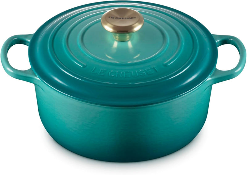 Le Creuset 4 1/2 Qt. Signature Round Dutch Oven w/Light Gold Knob - Riviera