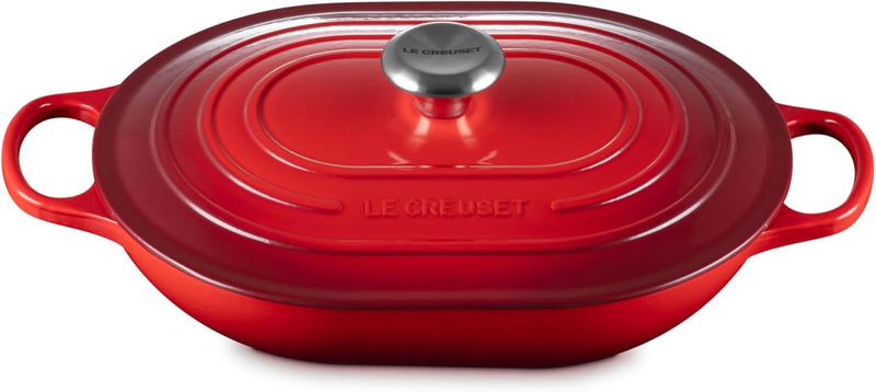 Le Creuset 3 3/4 Qt. Signature Oval Casserole w/Stainless Steel Knob - Cerise