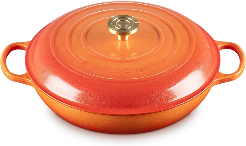 Le Creuset 5 Qt. Enameled Cast Iron Signature Braiser w/Crucible Knob - Flamme Doree