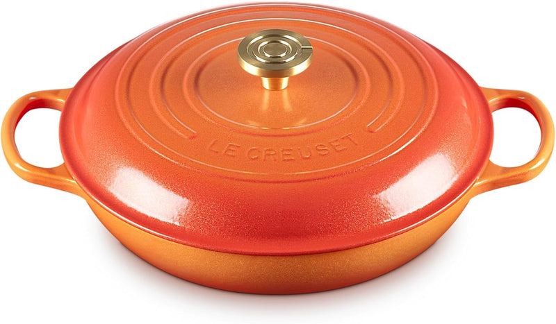 Le Creuset 3 1/2 Qt. Enameled Cast Iron Signature Braiser w/Crucible Knob - Flamme Doree