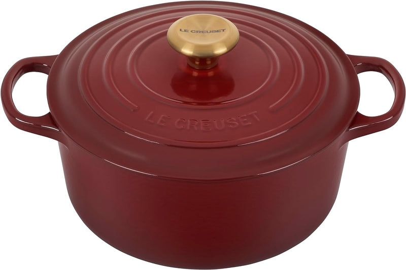 Le Creuset 5 1/2 Qt. Signature Round Dutch Oven w/Gold Knob - Rhone