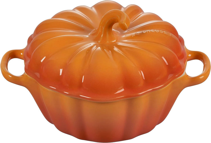 Le Creuset 12 oz. Stoneware Figural Pumpkin Petite Cocotte - Persimmon