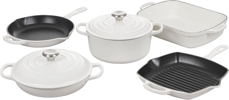 Le Creuset 7-Piece Signature Enameled Cast Iron Cookware Set - White