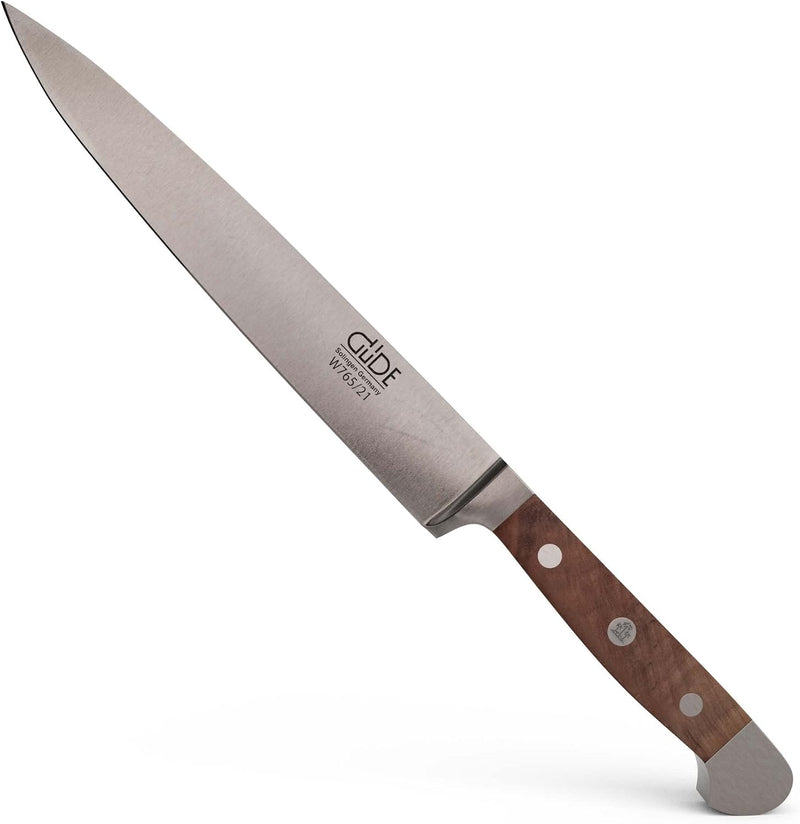Güde Alpha Walnut Series - 8" Forged Double Bolster Slicing Knife, Walnut Wood Handle
