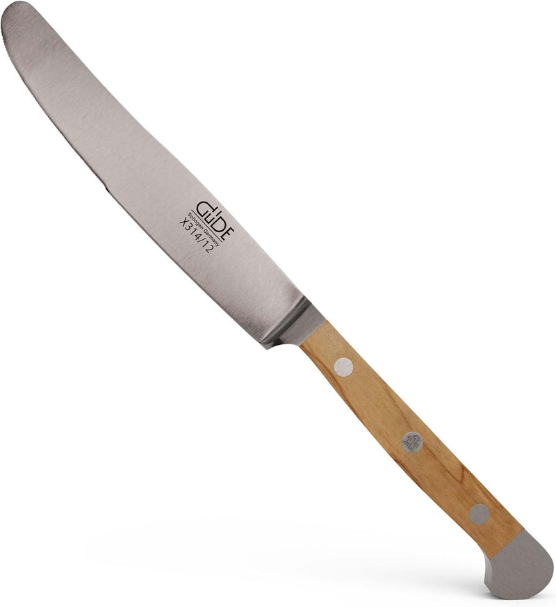Güde Alpha Olive Series - 4 1/2" Forged Double Bolster Table Knife, Olive Wood Handle