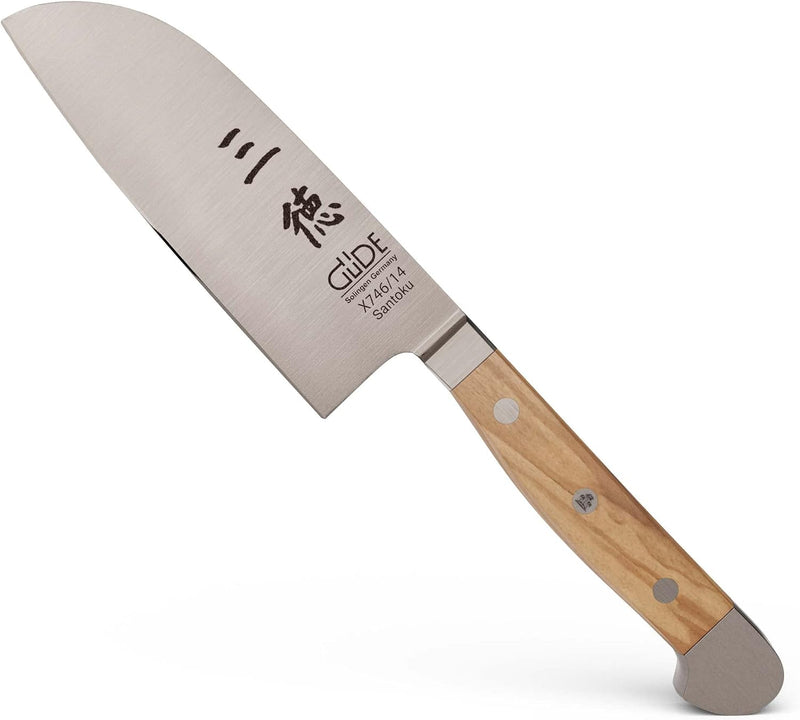 Güde Alpha Olive Series - 5 1/2" Forged Double Bolster Santoku Knife, Olive Wood Handle