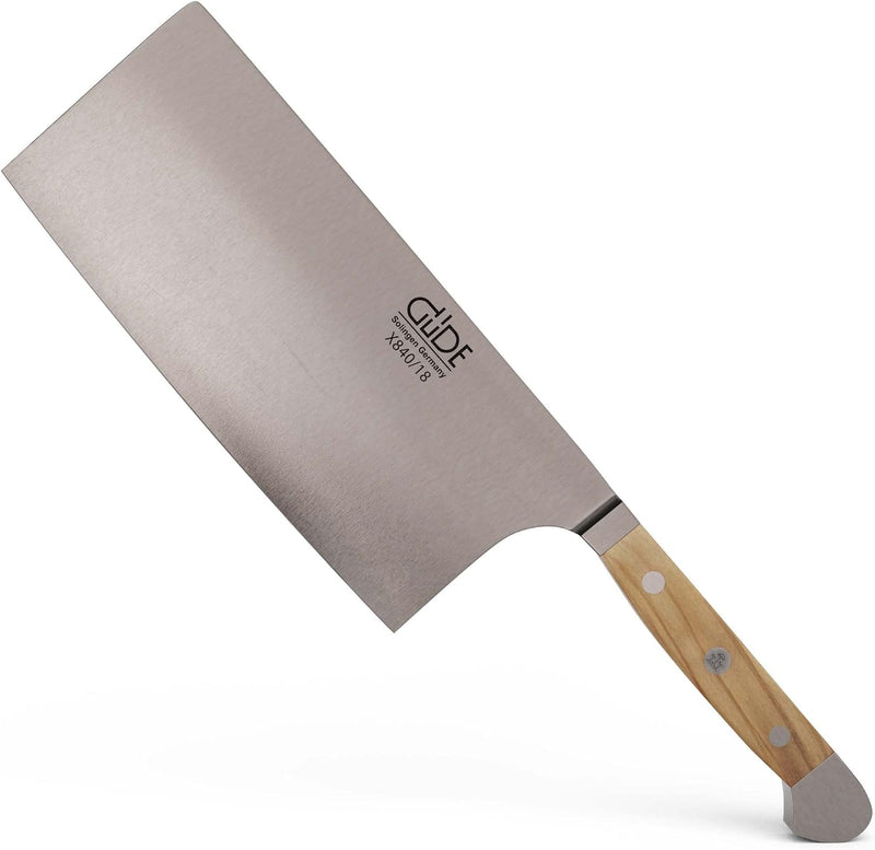 Güde Alpha Olive Series - 7" / 10.5 oz. Forged Double Bolster Cleaver, Olive Wood Handle