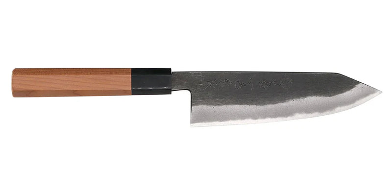 Kikuichi KURO Series Kurouchi Blue Carbon Steel Clad - 7" Santoku Knife