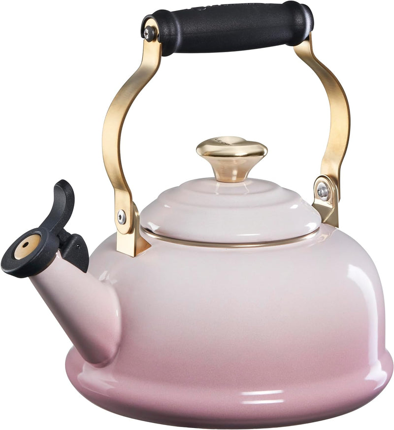 Le Creuset 1 7/10 Qt. Whistling Kettle w/Figural Gold Heart Knob - Shell Pink