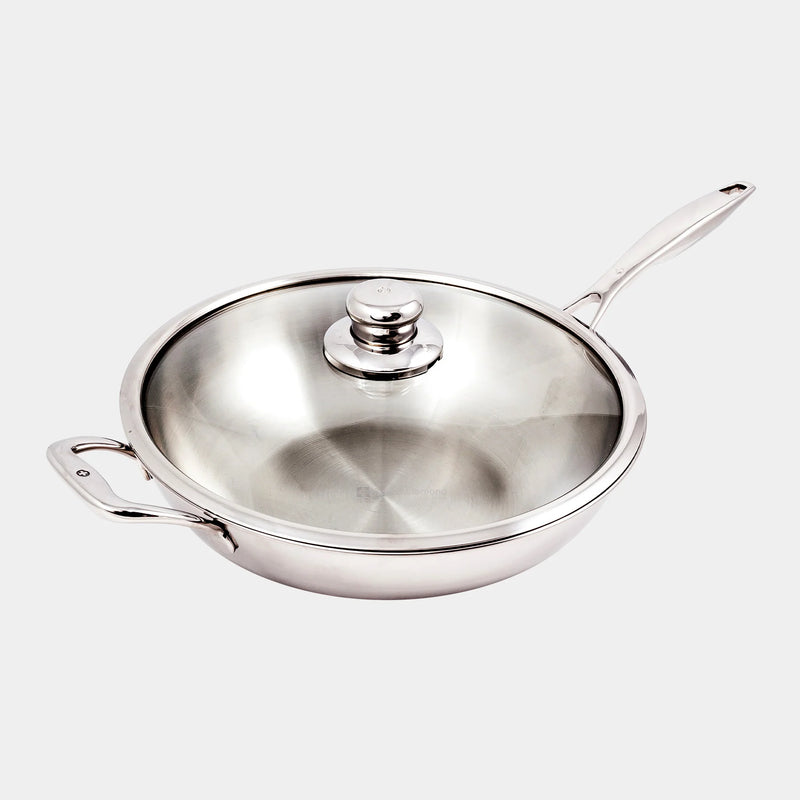 Swiss Diamond - 12.5" Premium Clad Induction Wok w/Glass Lid
